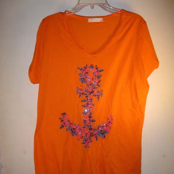 Grayson Tops - Orange Anchor tee Plus 2X fits 1X